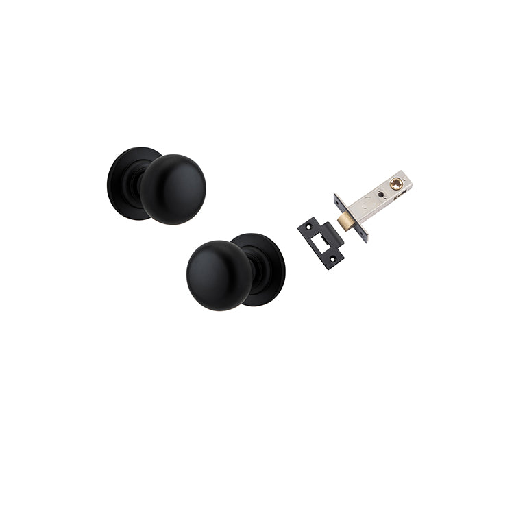 Cambridge Knob - Round Rose Passage Kit Matt Black / Solid Brass