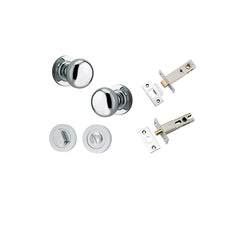 Cambridge Knob - Round Rose Privacy Kit with Separate Privacy Turn Chrome Plated / Solid Brass
