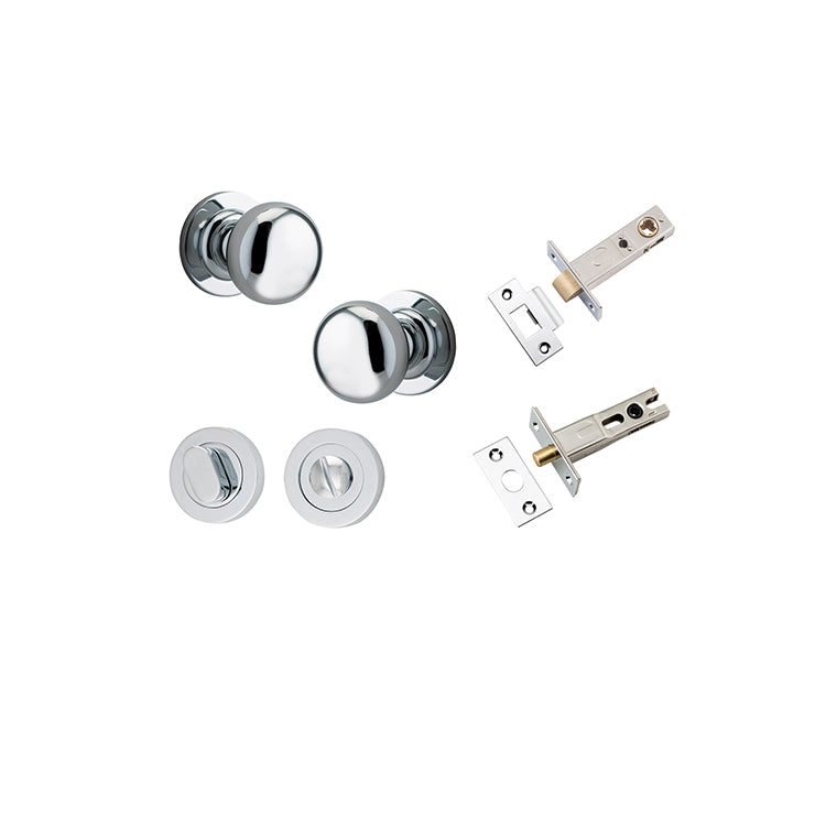 Cambridge Knob - Round Rose Privacy Kit with Separate Privacy Turn Chrome Plated / Solid Brass