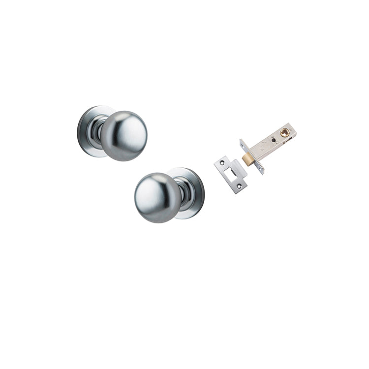 Cambridge Knob - Round Rose Passage Kit Satin Chrome / Solid Brass