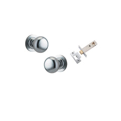 Cambridge Knob - Round Rose Passage Kit Satin Chrome / Solid Brass