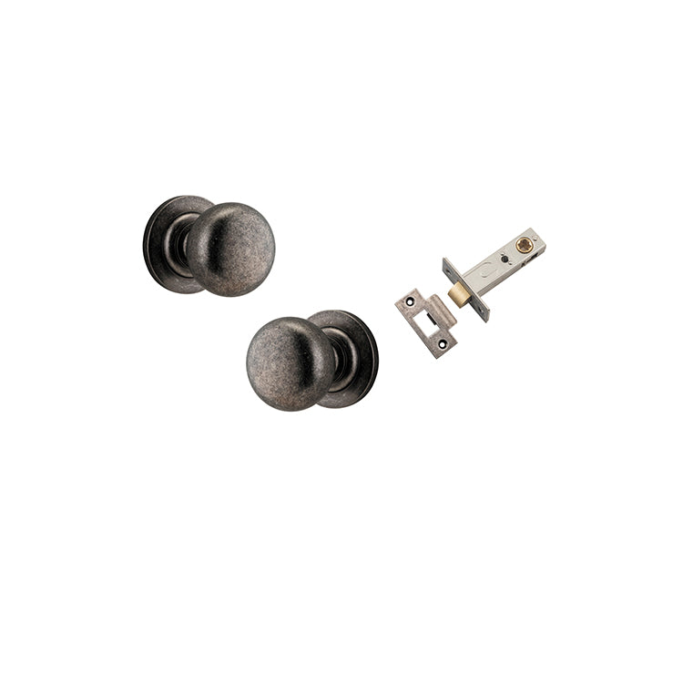 Cambridge Knob - Round Rose Passage Kit Rumbled Nickel / Solid Brass