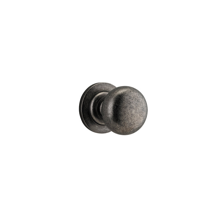 Cambridge Knob - Round Rose Rumbled Nickel / Solid Brass