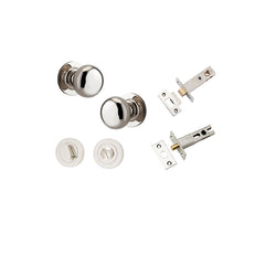 Cambridge Knob - Round Rose Privacy Kit with Separate Privacy Turn Polished Nickel / Solid Brass