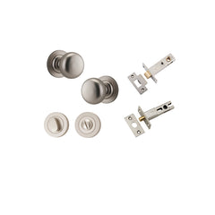 Cambridge Knob - Round Rose Privacy Kit with Separate Privacy Turn Satin Nickel / Solid Brass