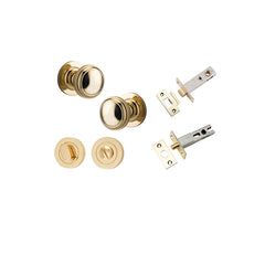 Paddington Knob - Round Rose Privacy Kit with Separate Privacy Turn Polished Brass / Solid Brass