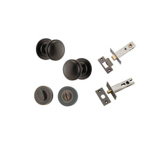 Paddington Knob - Round Rose Privacy Kit with Separate Privacy Turn Antique Brass / Solid Brass
