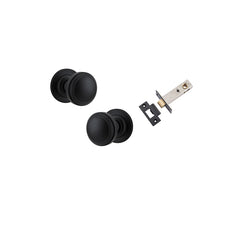 Paddington Knob - Round Rose Passage Kit Matt Black / Solid Brass