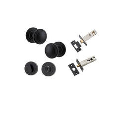 Paddington Knob - Round Rose Privacy Kit with Separate Privacy Turn Matt Black / Solid Brass