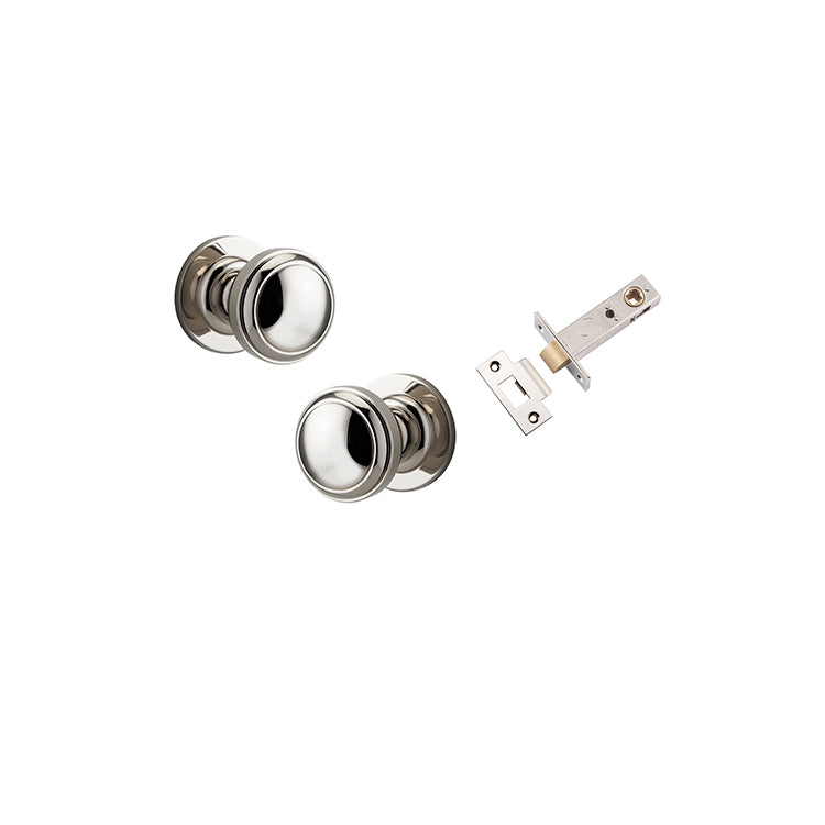 Paddington Knob - Round Rose Passage Kit Polished Nickel / Solid Brass