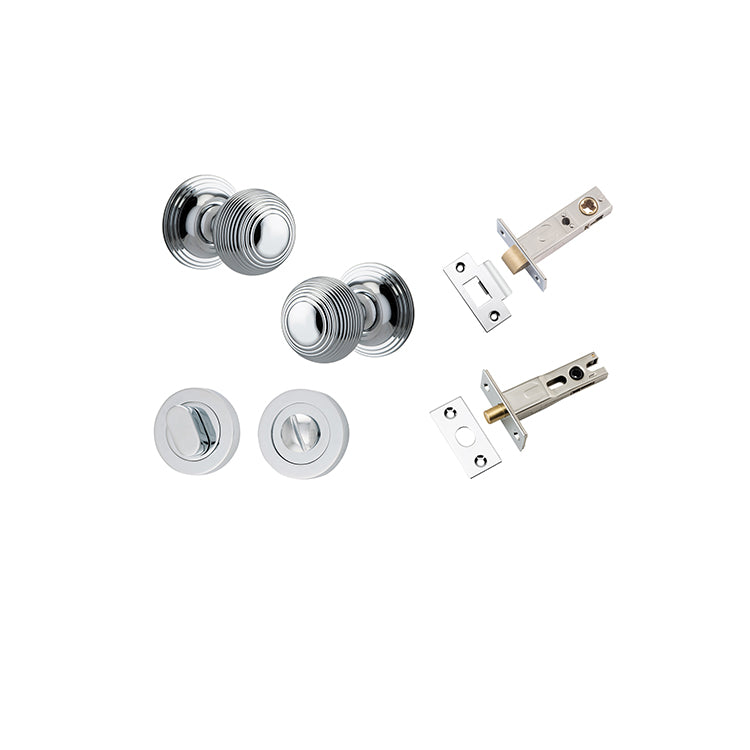 Guildford Knob - Round Rose Privacy Kit with Separate Privacy Turn Chrome Plated / Solid Brass