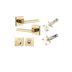 Baltimore Lever - Square Rose Privacy Kit with Separate Privacy Turn Polished Brass / Solid Brass