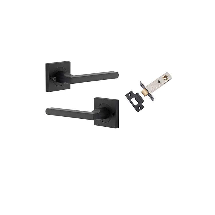 Baltimore Lever - Square Rose (Inbuilt Privacy) Matt Black / Solid Brass