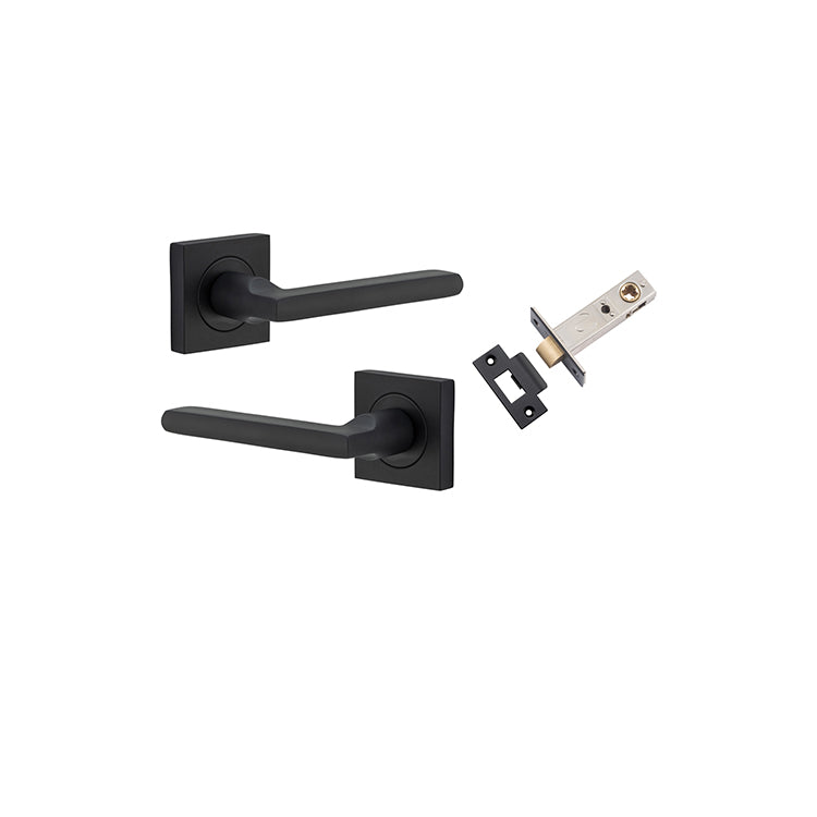 Baltimore Lever - Square Rose Passage Kit Matt Black / Solid Brass