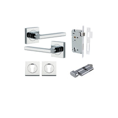 Baltimore Lever - Square Rose Entrance Kit with Separate High Security Lock Chrome Plated / Solid Brass
