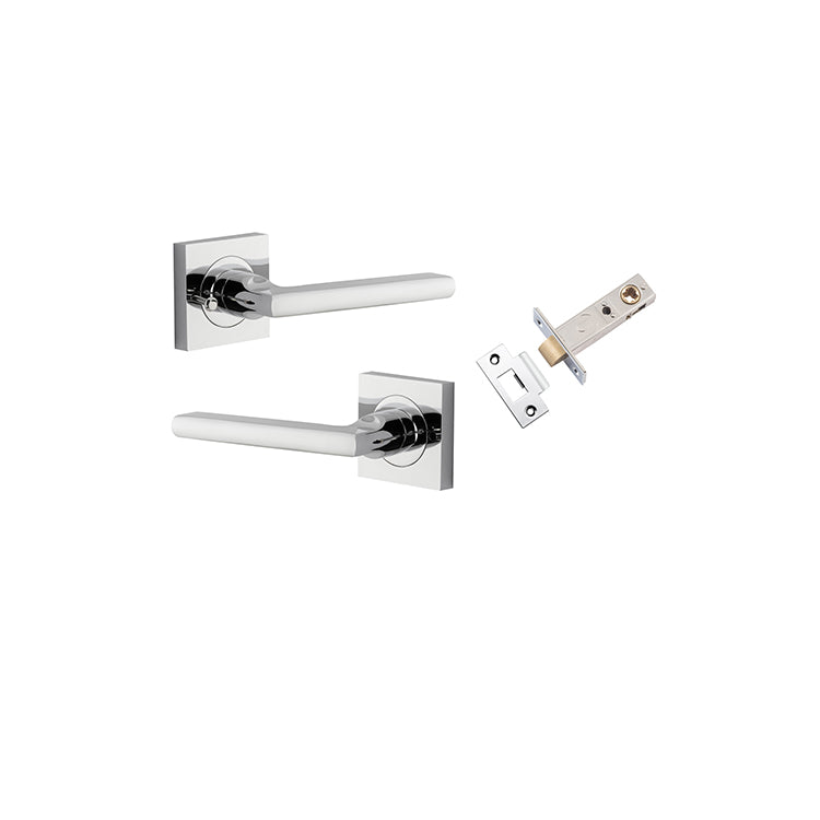Baltimore Lever - Square Rose (Inbuilt Privacy) Chrome Plated / Solid Brass
