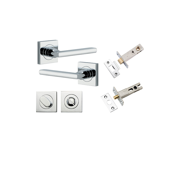Baltimore Lever - Square Rose Privacy Kit with Separate Privacy Turn Chrome Plated / Solid Brass
