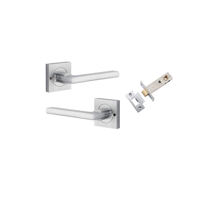Baltimore Lever - Square Rose (Inbuilt Privacy) Satin Chrome / Solid Brass