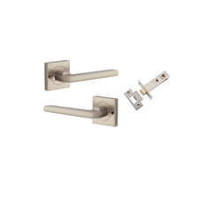 Baltimore Lever - Square Rose (Inbuilt Privacy) Satin Nickel / Solid Brass
