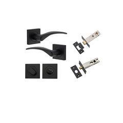 Oxford Lever - Square Rose Privacy Kit with Separate Privacy Turn Matt Black / Solid Brass