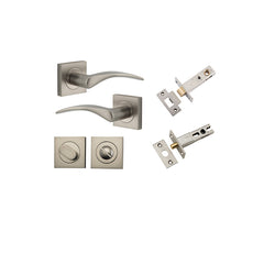 Oxford Lever - Square Rose Privacy Kit with Separate Privacy Turn Satin Nickel / Solid Brass