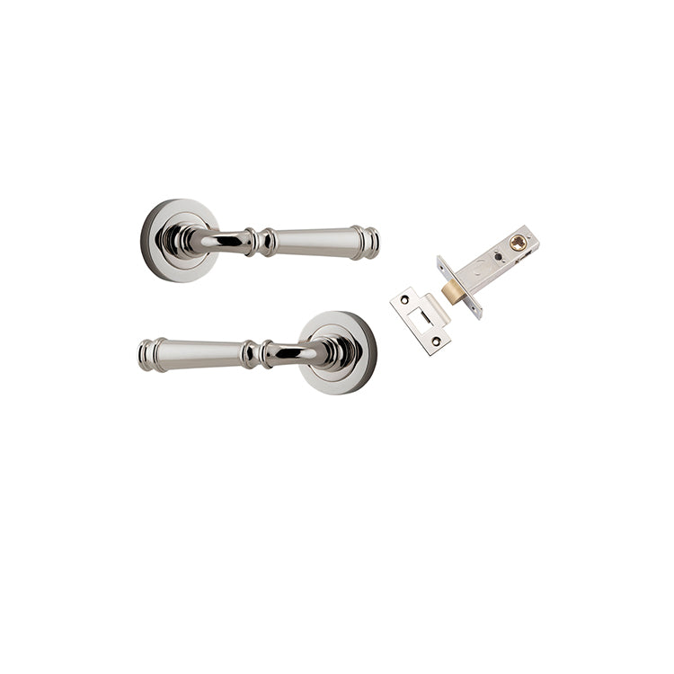 Verona Lever - Round Rose Passage Kit Polished Nickel / Solid Brass