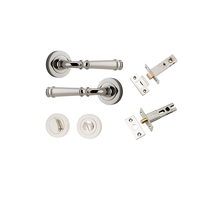 Verona Lever - Round Rose Privacy Kit with Separate Privacy Turn Polished Nickel / Solid Brass