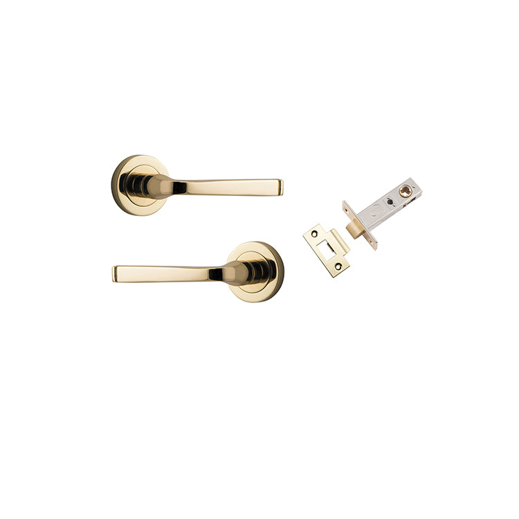 Annecy Lever - Round Rose Passage Kit Polished Brass / Solid Brass
