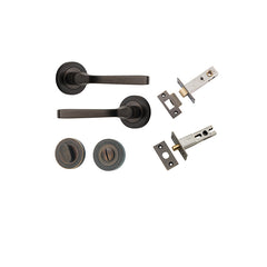 Annecy Lever - Round Rose Privacy Kit with Separate Privacy Turn Antique Brass / Solid Brass