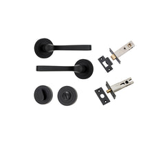 Annecy Lever - Round Rose Privacy Kit with Separate Privacy Turn Matt Black / Solid Brass