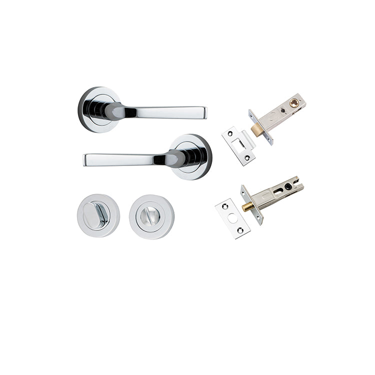 Annecy Lever - Round Rose Privacy Kit with Separate Privacy Turn Chrome Plated / Solid Brass