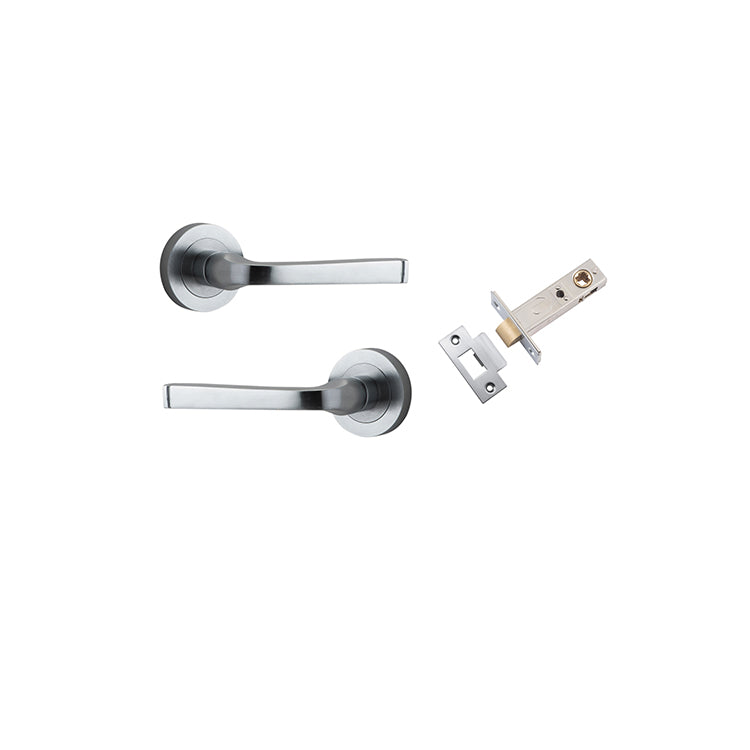 Annecy Lever - Round Rose Passage Kit Satin Chrome / Solid Brass