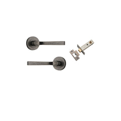 Annecy Lever - Round Rose Passage Kit Rumbled Nickel / Solid Brass