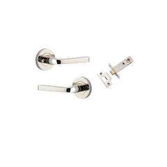 Annecy Lever - Round Rose (Inbuilt Privacy) Polished Nickel / Solid Brass