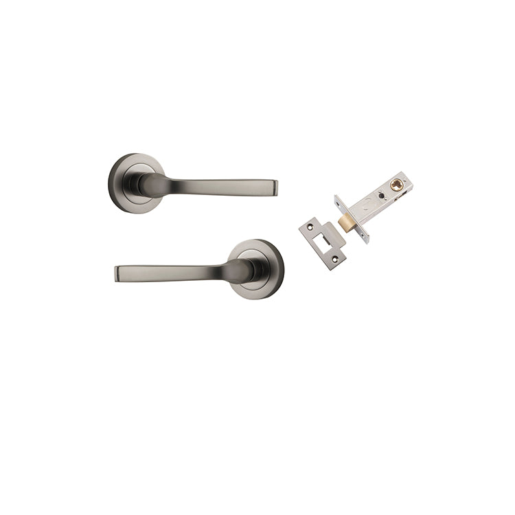 Annecy Lever - Round Rose Passage Kit Satin Nickel / Solid Brass