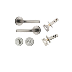 Annecy Lever - Round Rose Privacy Kit with Separate Privacy Turn Satin Nickel / Solid Brass