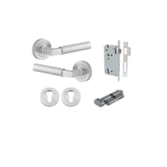 Berlin Lever - Round Rose Entrance Kit with High Security Lock Satin Chrome / Solid Brass