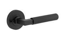 Brunswick Lever - Round Rose Privacy Kit (Inbuilt Privacy) Matt Black / Solid Brass