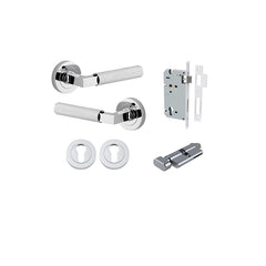 Brunswick Lever - Round Rose Entrance Kit with High Security Lock Chrome Plated / Solid Brass