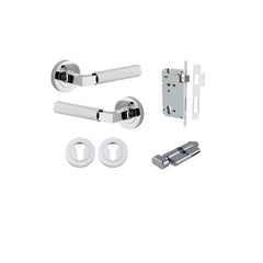 Brunswick Lever - Round Rose Entrance Kit with High Security Lock Chrome Plated / Solid Brass