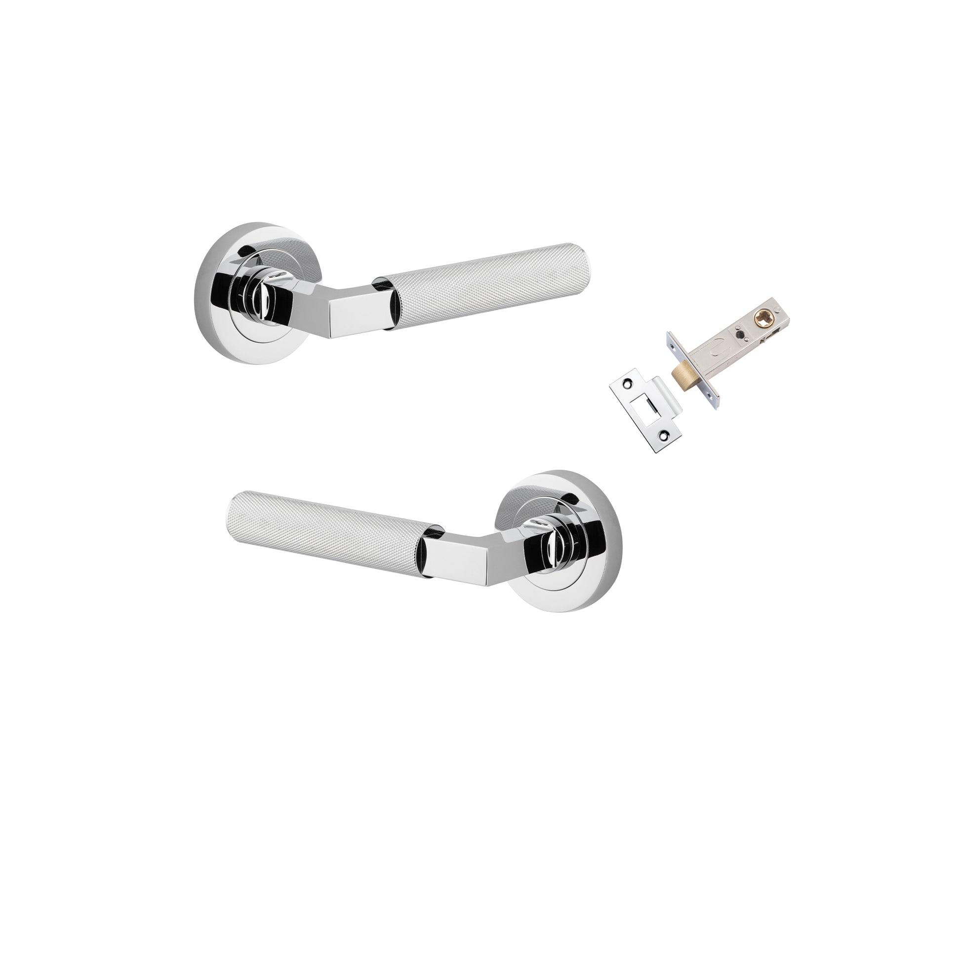 Brunswick Lever - Round Rose Passage Kit Chrome Plated / Solid Brass