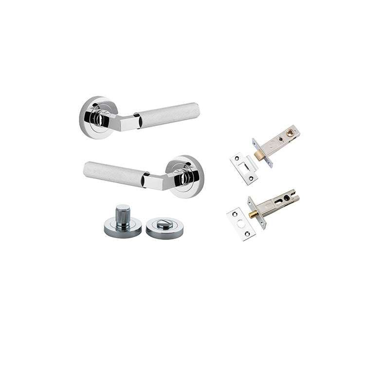 Brunswick Lever - Round Rose Privacy Kit Chrome Plated / Solid Brass