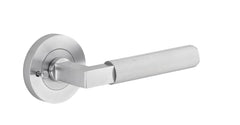 Brunswick Lever - Round Rose Privacy Kit (Inbuilt Privacy) Satin Chrome / Solid Brass