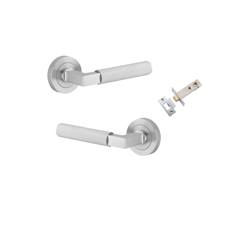 Brunswick Lever - Round Rose Passage Kit Satin Chrome / Solid Brass