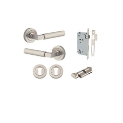 Brunswick Lever - Round Rose Entrance Kit with High Security Lock Satin Nickel / Solid Brass