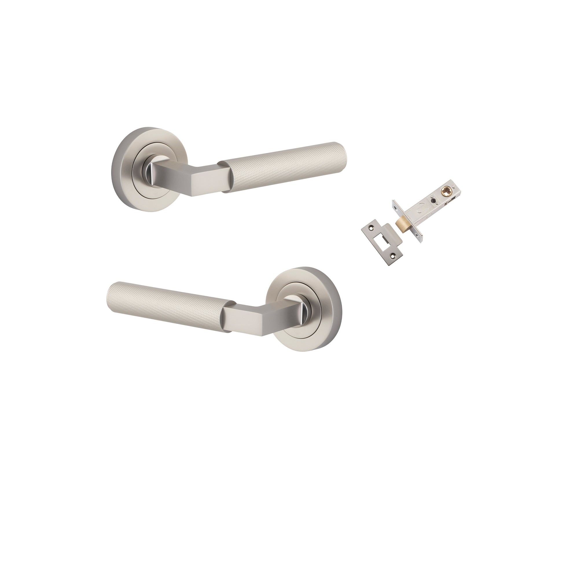 Brunswick Lever - Round Rose Passage Kit Satin Nickel / Solid Brass
