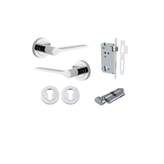 Como Lever - Round Rose Entrance Kit with High Security Lock Chrome Plated / Solid Brass
