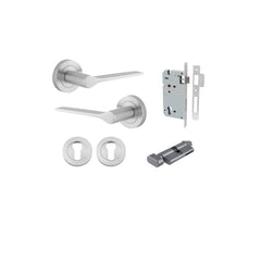Como Lever - Round Rose Entrance Kit with High Security Lock Satin Chrome / Solid Brass