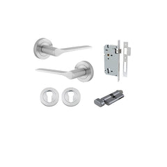 Como Lever - Round Rose Entrance Kit with High Security Lock Satin Chrome / Solid Brass