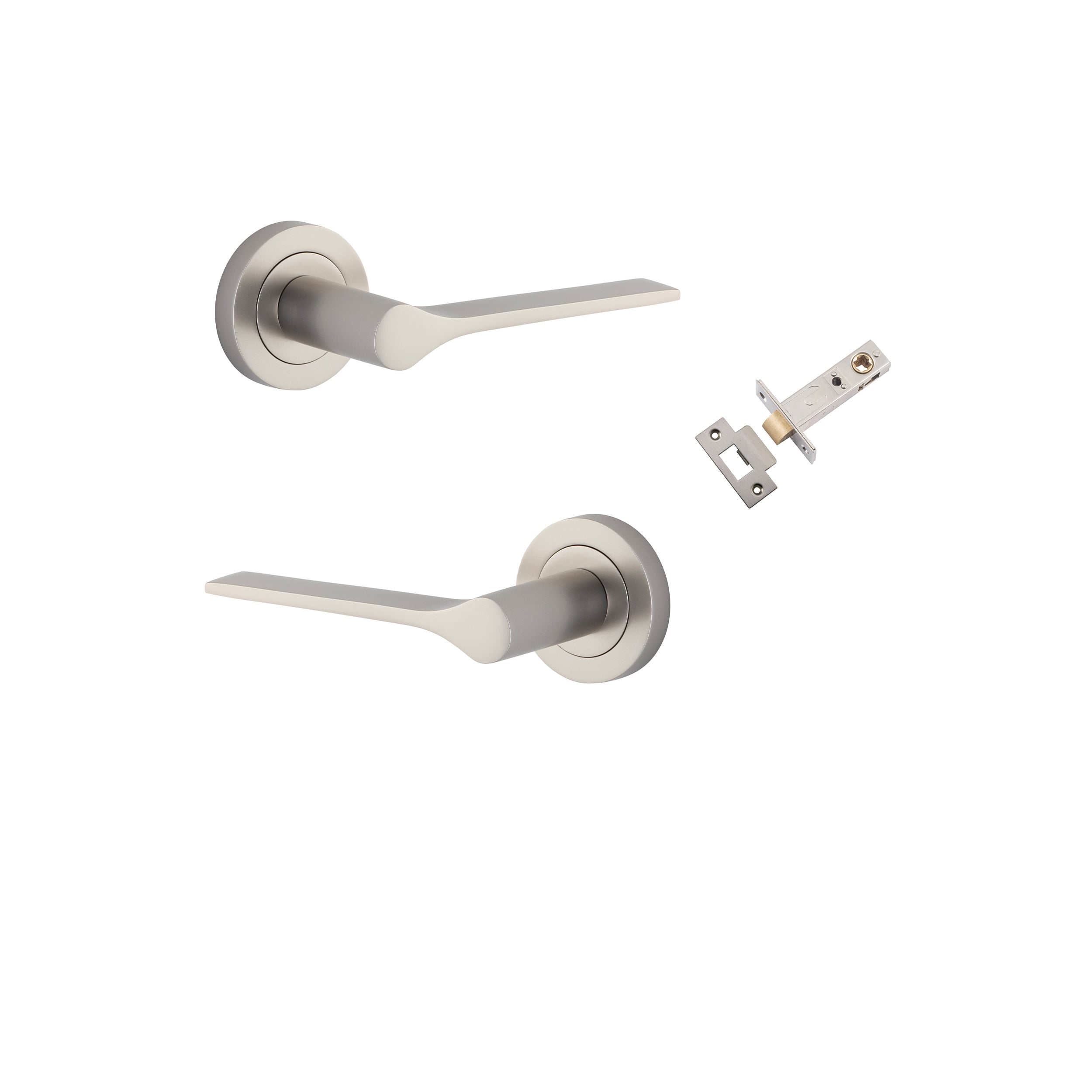 Como Lever - Round Rose Passage Kit Satin Nickel / Solid Brass